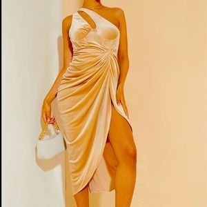 Champagne Velvet Corset Dress